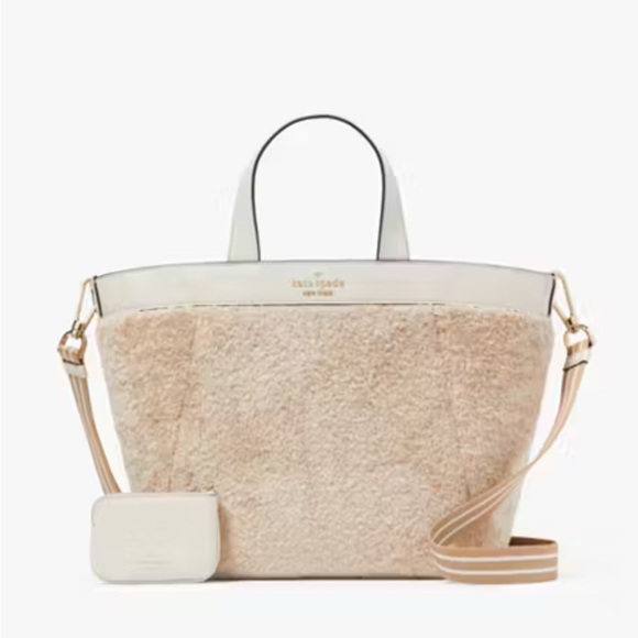 Kate Spade Rosie Shearling Satchel | Handbag Crossbody Strap Tote Purse - Picture 4 of 4